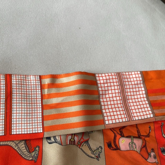 Hermes Couvertures Nouvelles Silk Twilly Orange - Picture 10 of 12